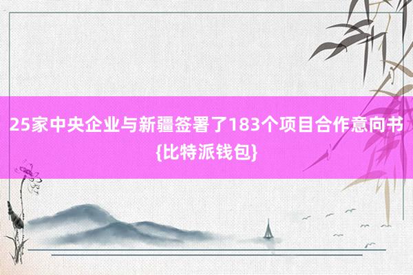 25家中央企业与新疆签署了183个项目合作意向书{比特派钱包}