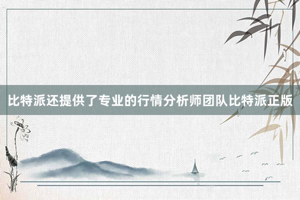 比特派还提供了专业的行情分析师团队比特派正版