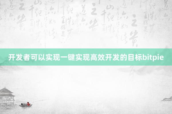 开发者可以实现一键实现高效开发的目标bitpie