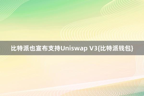 比特派也宣布支持Uniswap V3{比特派钱包}