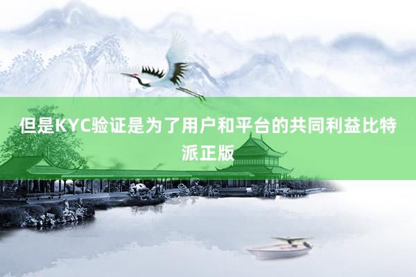 但是KYC验证是为了用户和平台的共同利益比特派正版