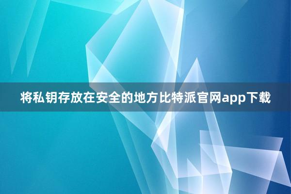 将私钥存放在安全的地方比特派官网app下载